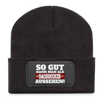 So gut kann man als Dachdecker aussehen - Recycelte Patch Beanie - Dunkelgrau - Vorne