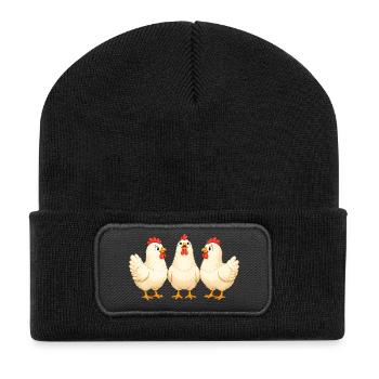 Poulets - Beanie recyclé à patch - noir - Devant