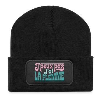 J'peux pas j'ai la flemme - Beanie recyclé à patch - noir - Devant
