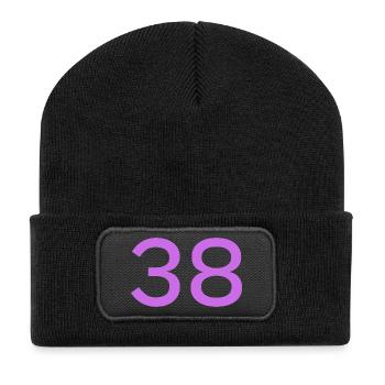 38 - Recycelte Patch Beanie - Schwarz - Vorne