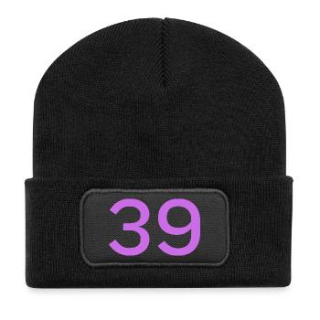 39 - Recycelte Patch Beanie - Schwarz - Vorne