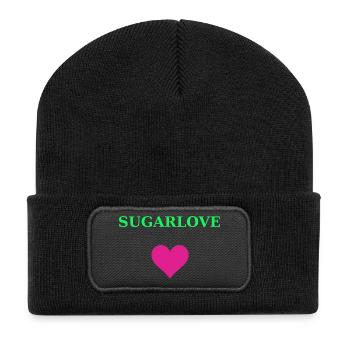 SUGARLOVE Heart Banner Neon-Green - Recycled Patch Beanie - black - Front