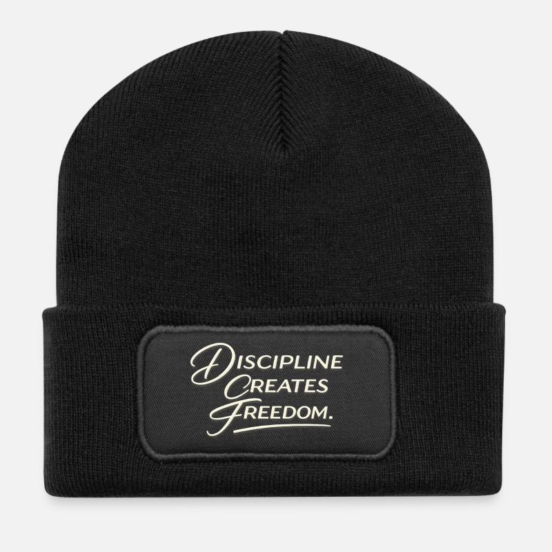 Discipline Creates Freedom Script - Recycled Patch Beanie - black