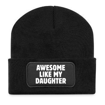 Großartiges Geschenk wie meine Tochter – mutiger Elternteil - Recycelte Patch Beanie - Schwarz - Vorne