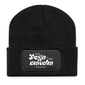 D’abord le yoga puis le matcha Typer Design - Beanie recyclé à patch - noir - Devant