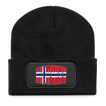 Maillot de football norvégien, design d’éventail nordique - Beanie recyclé à patch - noir - Devant