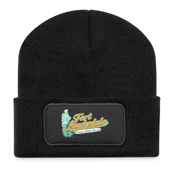 Fort Lauderdale Retro Unter der Sonne - Recycelte Patch Beanie - Schwarz - Vorne