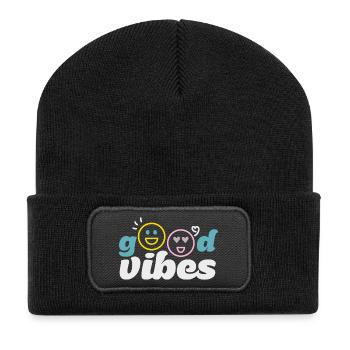 good_vibes - Recycelte Patch Beanie - Schwarz - Vorne