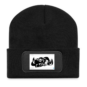 Schwarze Abstraktion Linienflug - Recycelte Patch Beanie - Schwarz - Vorne