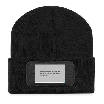 Kryptische Textmuster Grau Neon - Recycelte Patch Beanie - Schwarz - Vorne