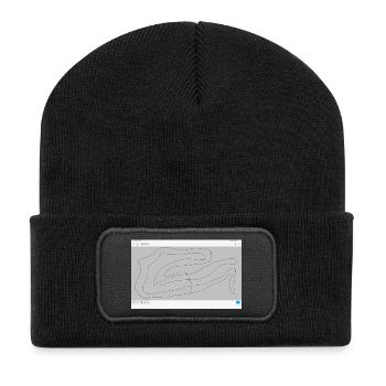 Fließende Konturen Linienkunst - Recycelte Patch Beanie - Schwarz - Vorne