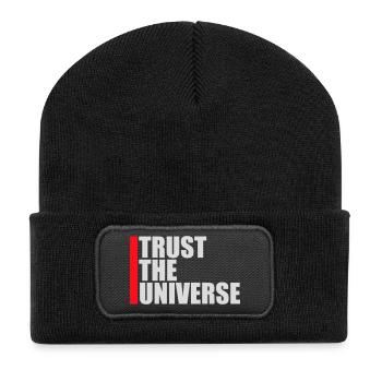 Trust The Universe Spirituell Universum Zitat Logo - Recycelte Patch Beanie - Schwarz - Vorne