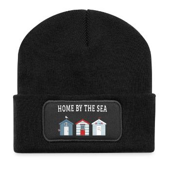 Home by the Sea – Strandhäuser - Recycelte Patch Beanie - Schwarz - Vorne