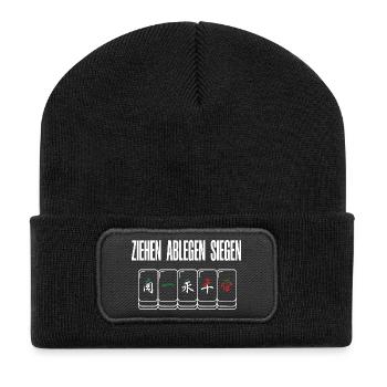 Ziehen Ablegen Siegen - Recycelte Patch Beanie - Schwarz - Vorne