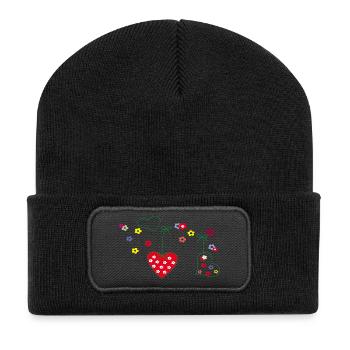 Hearts with Flowers - Recycled Patch Beanie - black - Front
