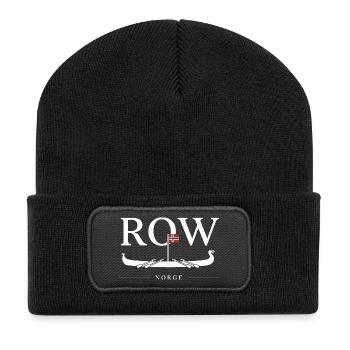  Row Norge Wikinger Langschiff Norwegen Flagge - Recycelte Patch Beanie - Schwarz - Vorne