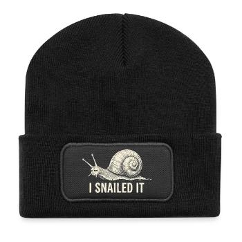 I Snailed It Cartoon Snail Tee - Recycled Patch Beanie - black - Front
