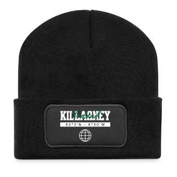 Killarney Irland Koordinaten Reise Souvenir - Recycelte Patch Beanie - Schwarz - Vorne
