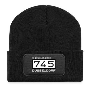 745-RK-Duesseldorf weiss - Recycelte Patch Beanie - Schwarz - Vorne