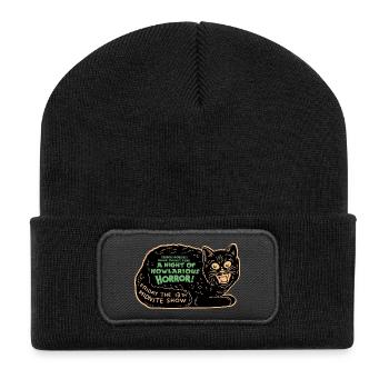Vintage Halloween Black Cat Night of Horror - Recycled Patch Beanie - black - Front