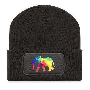 Colourful elephant - Recycled Patch Beanie - dark grey - Front