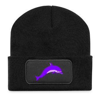 Purple dolphin - Recycled Patch Beanie - black - Front