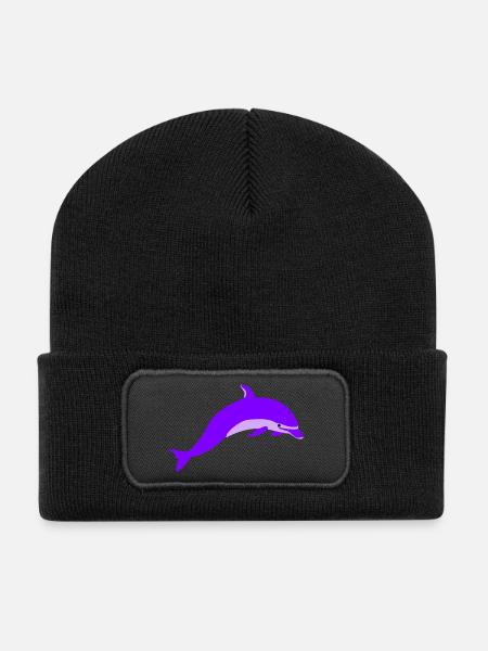 Lila delfin - Recycelte Patch Beanie - Schwarz