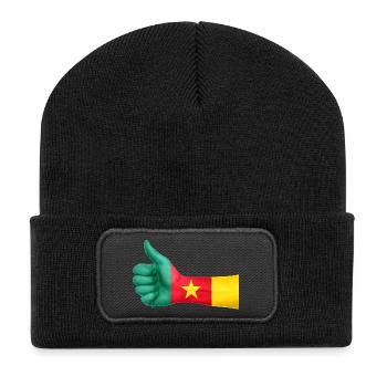 KAMERUN DAUMEN T-SHIRT - Recycelte Patch Beanie - Schwarz - Vorne