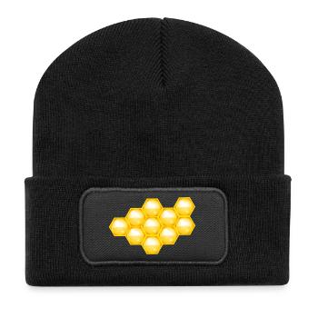 bie 45 - Recycelte Patch Beanie - Schwarz - Vorne