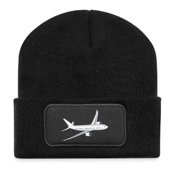 Flugzeug - Recycelte Patch Beanie - Schwarz - Vorne