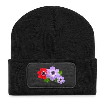 flowers lilies tulips orchids sunflower dahlia ger - Recycelte Patch Beanie - Schwarz - Vorne