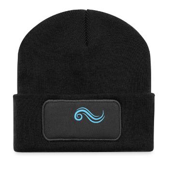 windmill windmuehle wind turbine windrad14 - Recycelte Patch Beanie - Schwarz - Vorne