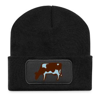 Cow Gift Idea Farmer Farm Animal Grazing - Recycled Patch Beanie - black - Front
