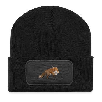 Fuchs - Recycelte Patch Beanie - Schwarz - Vorne