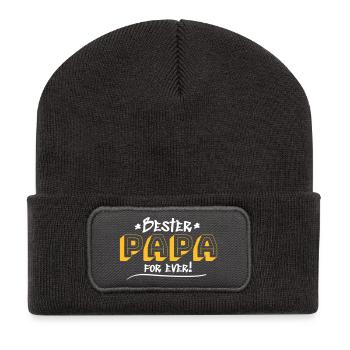 Vatertag Bester Papa für immer - Recycelte Patch Beanie - Dunkelgrau - Vorne