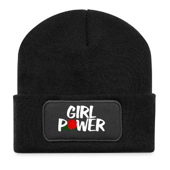 Typographie Girl Power Rose - Beanie recyclé à patch - noir - Devant