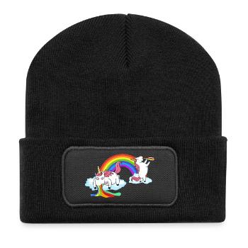 Unicorn lancer à boire - Beanie recyclé à patch - noir - Devant