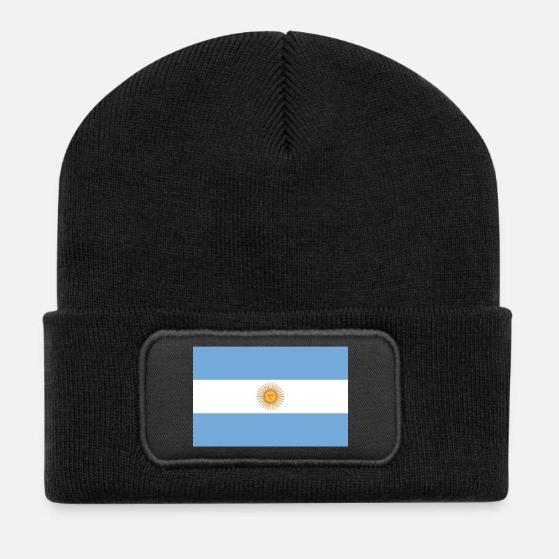 Argentinische Fahne - Recycelte Patch Beanie - Schwarz