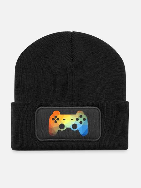 Bunter Gaming Controller - Recycelte Patch Beanie - Schwarz