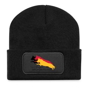 Langhaar schäferhund - Recycelte Patch Beanie - Schwarz - Vorne