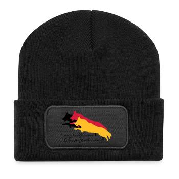 langstockhaar schäferhund - Recycelte Patch Beanie - Schwarz - Vorne