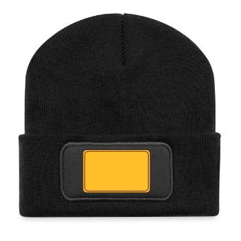 Ortsschild leer - Recycelte Patch Beanie - Schwarz - Vorne