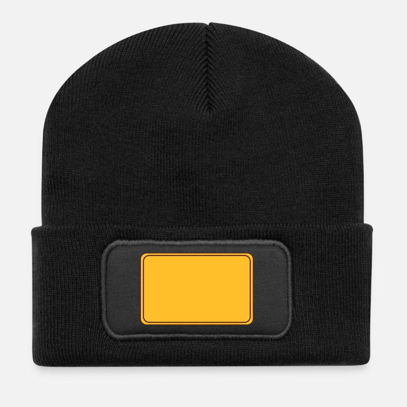 Ortsschild leer - Recycelte Patch Beanie - Schwarz