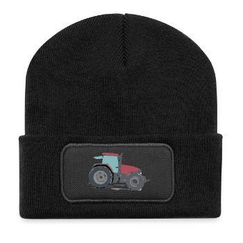 Traktor rot Landwirtschaft - Recycelte Patch Beanie - Schwarz - Vorne