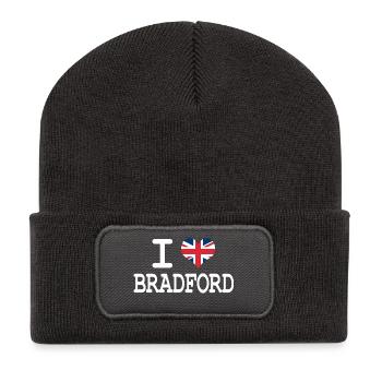 ich liebe Bradford - Recycelte Patch Beanie - Dunkelgrau - Vorne