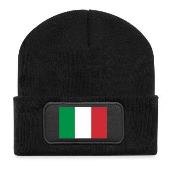 Italien Tricolor Flagge - Recycelte Patch Beanie - Schwarz - Vorne