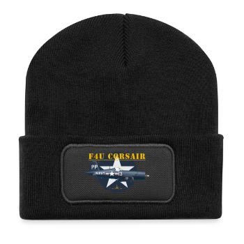 F4U-5P shirt design - Beanie recyclé à patch - noir - Devant