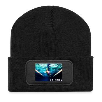 Natation - conception - Beanie recyclé à patch - noir - Devant