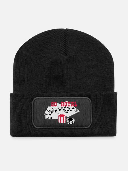 Royal Flush GO ROYAL - Recycelte Patch Beanie - Schwarz