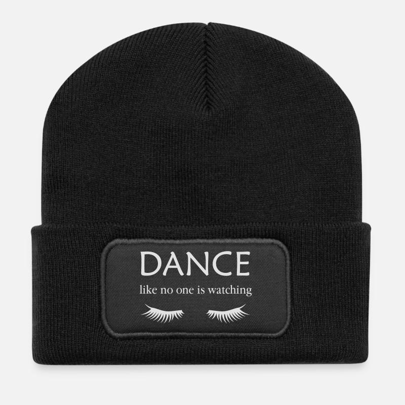 Dance Like no one is Watching (with Eyelashes) - Recycelte Patch Beanie - Schwarz